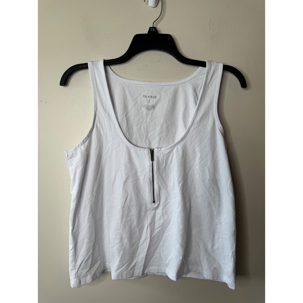 Torrid Foxy Scoop Neck Zipper Tank Top Bright White Plus Size 3 3X